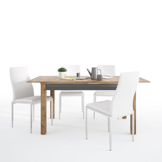 FTG Dining set package Havana extending dining table + 6 Milan High Back Chair White.