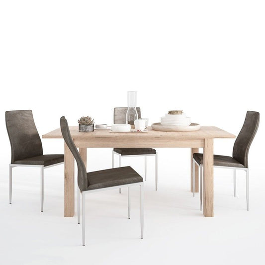 FTG Dining set package Kensington Extending Dining Table + 4 Milan High Back Chair Dark Brown.