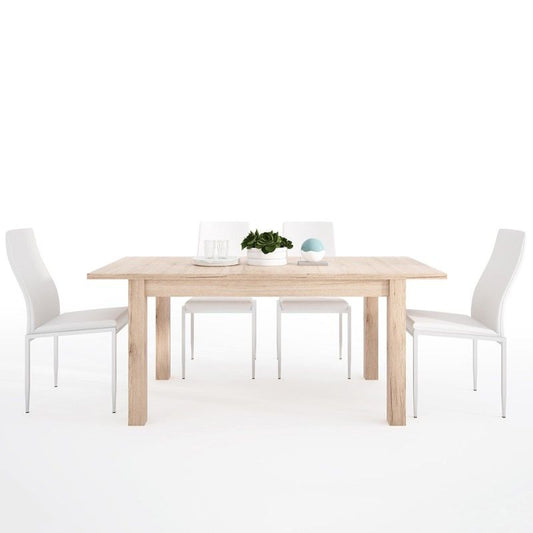 FTG Dining set package Kensington Extending Dining Table + 4 Milan High Back Chair White