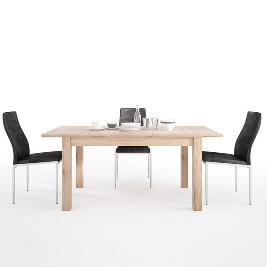 FTG Dining set package Kensington Extending Dining Table + 6 Milan High Back Chair Black