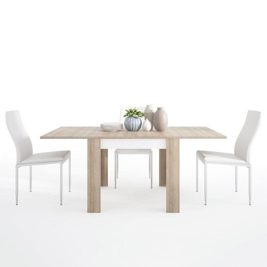 FTG Dining set package Lyon Small extending dining table 90/180cm + 4 Milan High Back Chair White