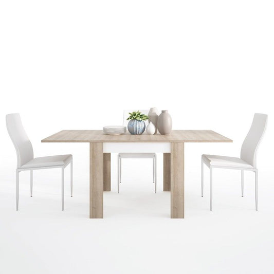 FTG Dining set package Lyon Small extending dining table 90/180cm + 6 Milan High Back Chair White