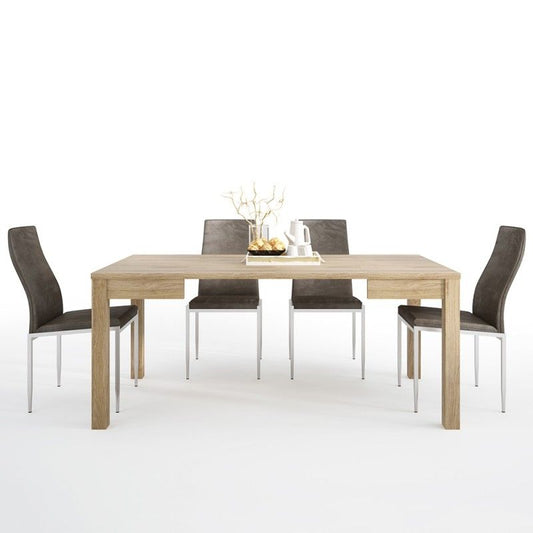 FTG Dining set package Shetland Extending Dining Table + 4 Milan High Back Chair Dark Brown.