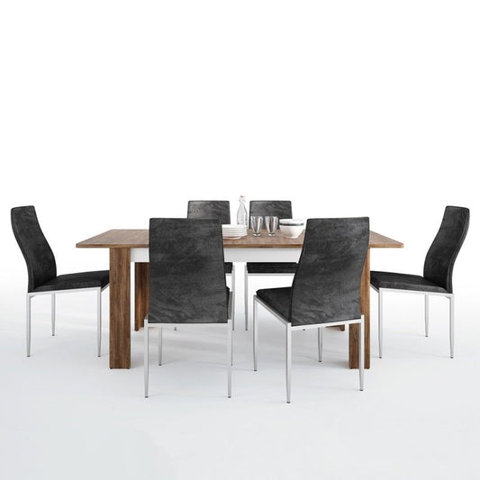 FTG Dining set package Toledo extending dining table + 4 Milan High Back Chair Black.