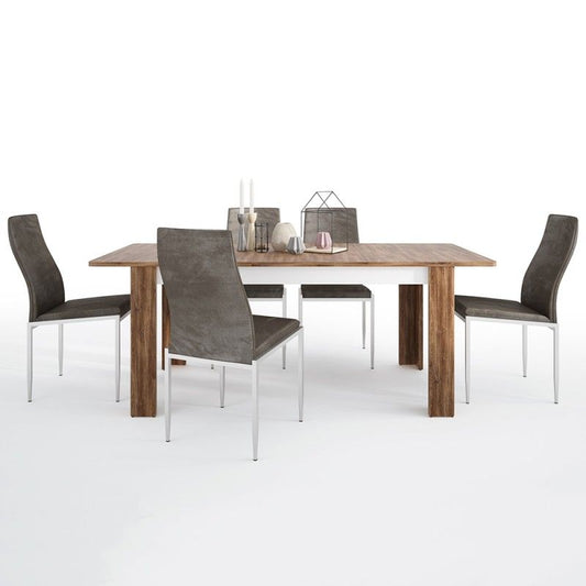 FTG Dining set package Toledo extending dining table + 4 Milan High Back Chair Dark Brown.