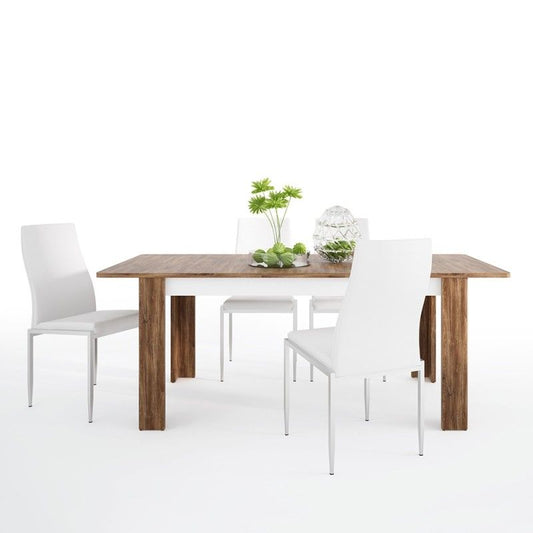 FTG Dining set package Toledo extending dining table + 6 Milan High Back Chair White.