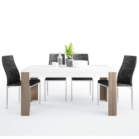 FTG Dining set package Toronto 160 cm Dining Table + 4 Milan High Back Chair Black.