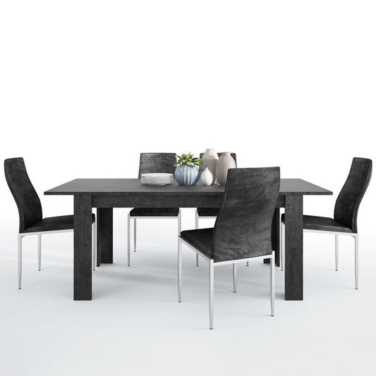 FTG Dining set package Zingaro Dining table + 4 Milan High Back Chair Black.