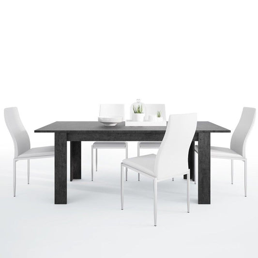 FTG Dining set package Zingaro Dining table + 4 Milan High Back Chair White.