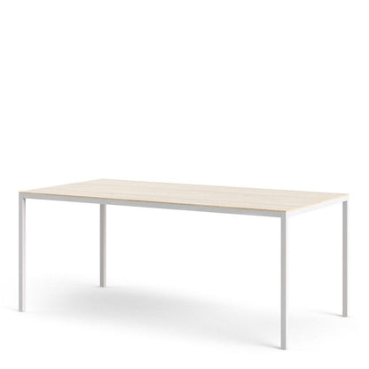 FTG Family Dining Table 180cm Oak Table Top with White Legs