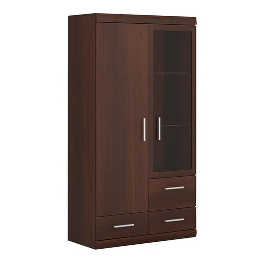 FTG Imperial 2 Door 3 Drawer Glazed Display Cabinet in Dark Mahogany Melamine