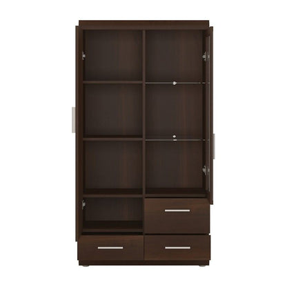 FTG Imperial 2 Door 3 Drawer Glazed Display Cabinet in Dark Mahogany Melamine