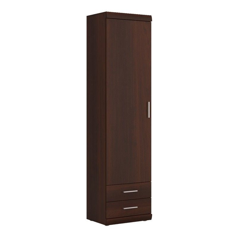 FTG Imperial Tall 1 Door 2 Drawer Narrow Cabinet in Dark Mahogany Melamine