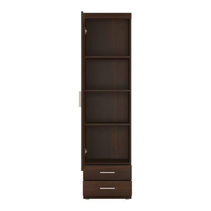 FTG Imperial Tall 1 Door 2 Drawer Narrow Cabinet in Dark Mahogany Melamine