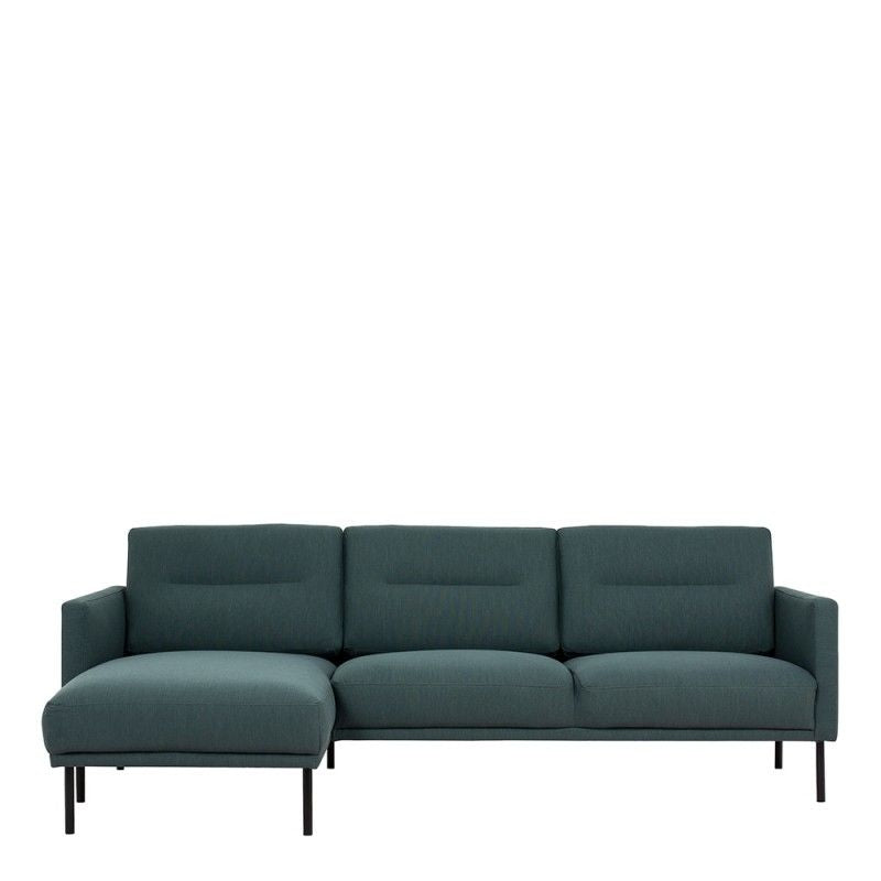 FTG Larvik Chaiselongue Sofa (LH) - Dark Green , Black Legs