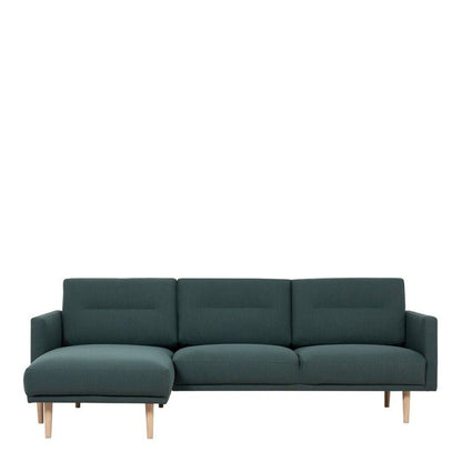 FTG Larvik Chaiselongue Sofa (LH) - Dark Green, Oak Legs