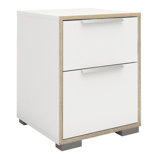 FTG Line Bedside 2 Drawers in White and Oak