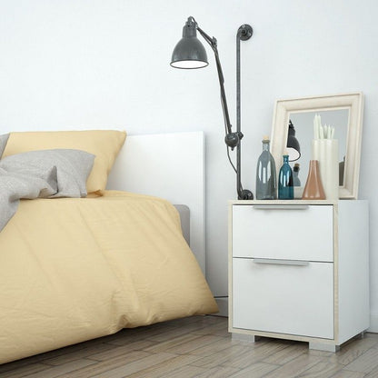 FTG Line Bedside 2 Drawers in White and Oak