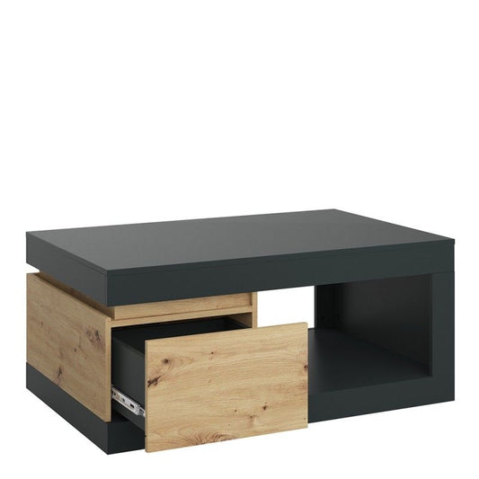 FTG Luci 1 drawer coffee table in Platinum and Oak