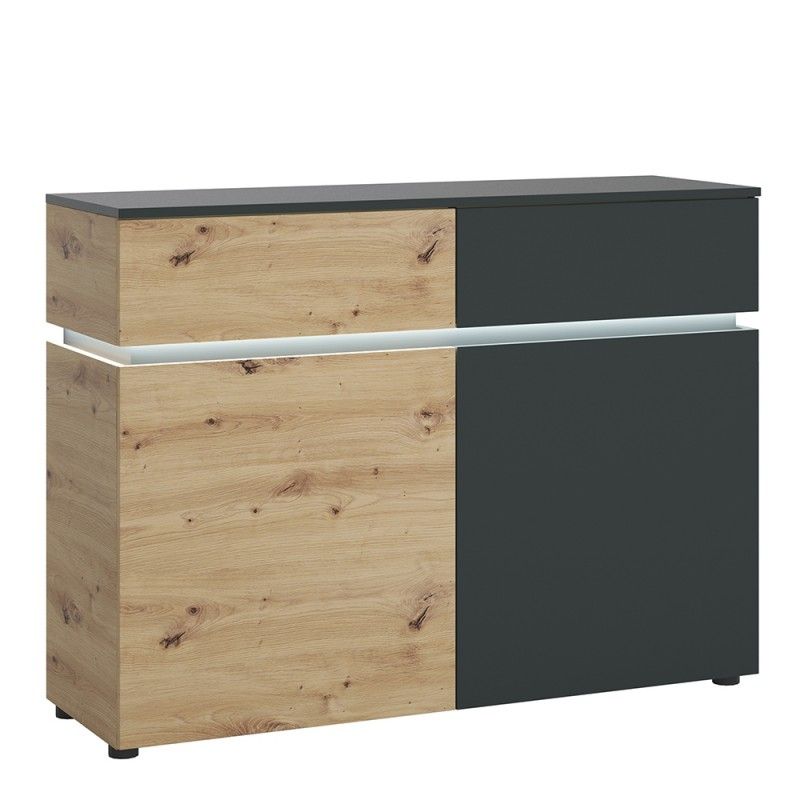 FTG Luci 2 door 2 drawer cabinet (including LED lighting) in Platinum and Oak