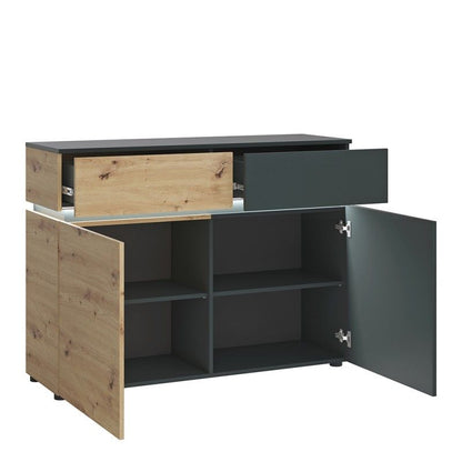 FTG Luci 2 door 2 drawer cabinet (including LED lighting) in Platinum and Oak