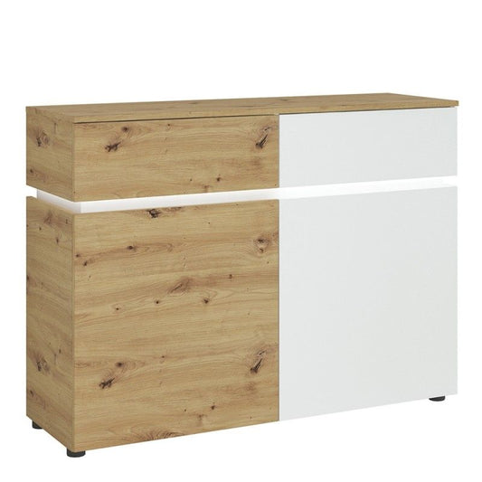 FTG Luci 2 door 2 drawer cabinet (including LED lighting) in White and Oak