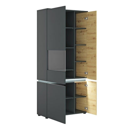 FTG Luci 4 door tall display cabinet LH (including LED lighting) in Platinum and Oak