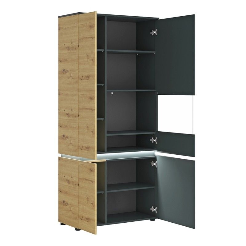 FTG Luci 4 door tall display cabinet RH (including LED lighting) in Platinum and Oak