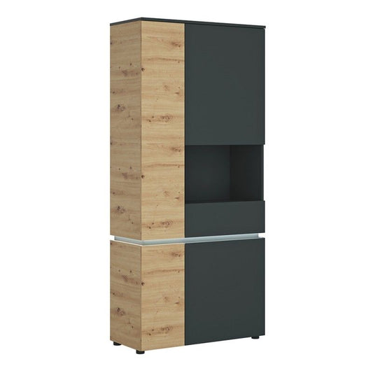 FTG Luci 4 door tall display cabinet RH (including LED lighting) in Platinum and Oak