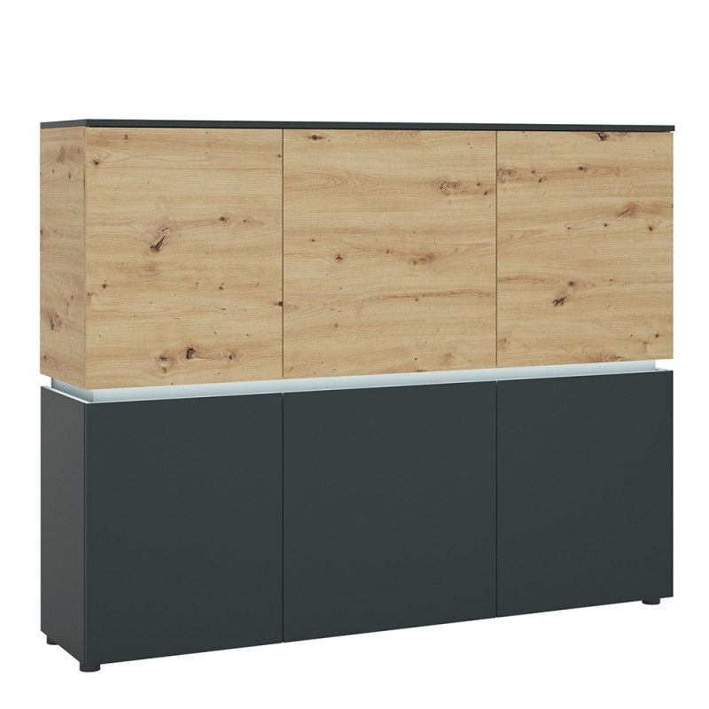 FTG Luci 6 door cabinet (including LED lighting) in Platinum and Oak