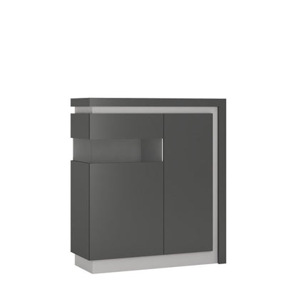 FTG Lyon 2 door designer cabinet (LH) in Platinum/Light Grey Gloss