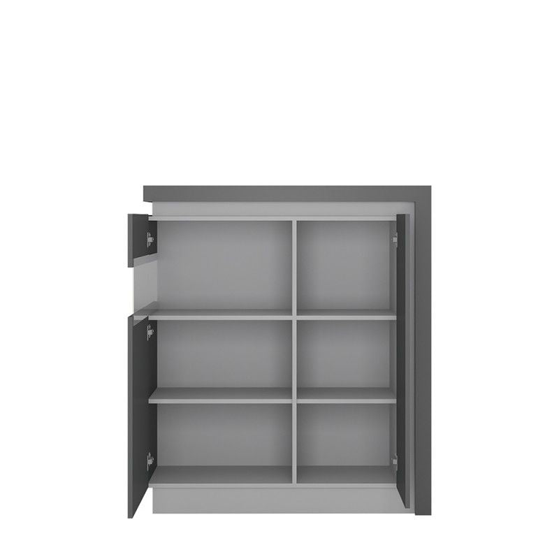 FTG Lyon 2 door designer cabinet (LH) in Platinum/Light Grey Gloss