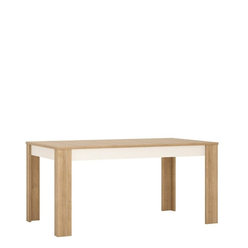 FTG Lyon Large extending dining table 160/200 cm in Riviera Oak/White High Gloss