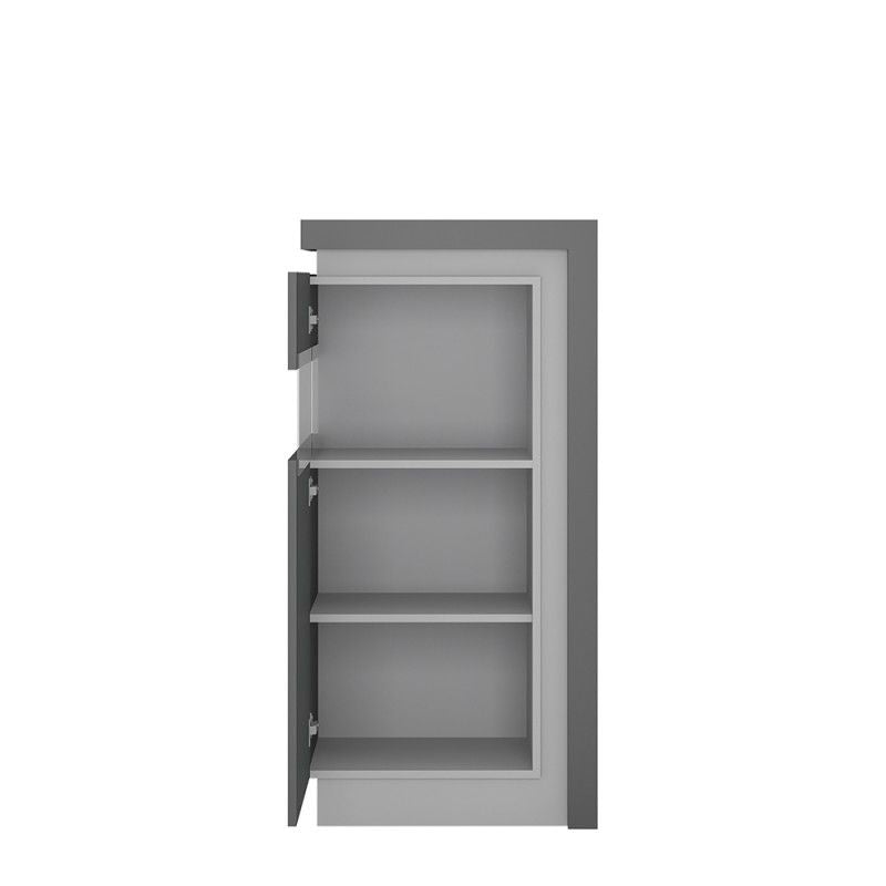 FTG Lyon Narrow display cabinet (LHD) 123.6cm high in Platinum/Light Grey Gloss