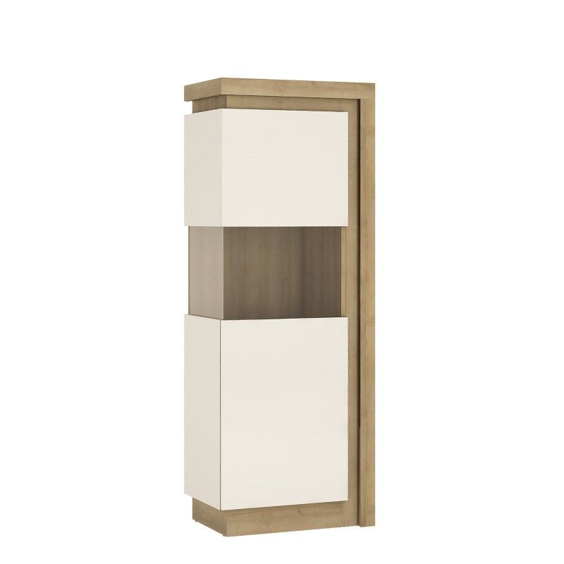 FTG Lyon Narrow display cabinet (LHD) Riviera Oak/White High Gloss