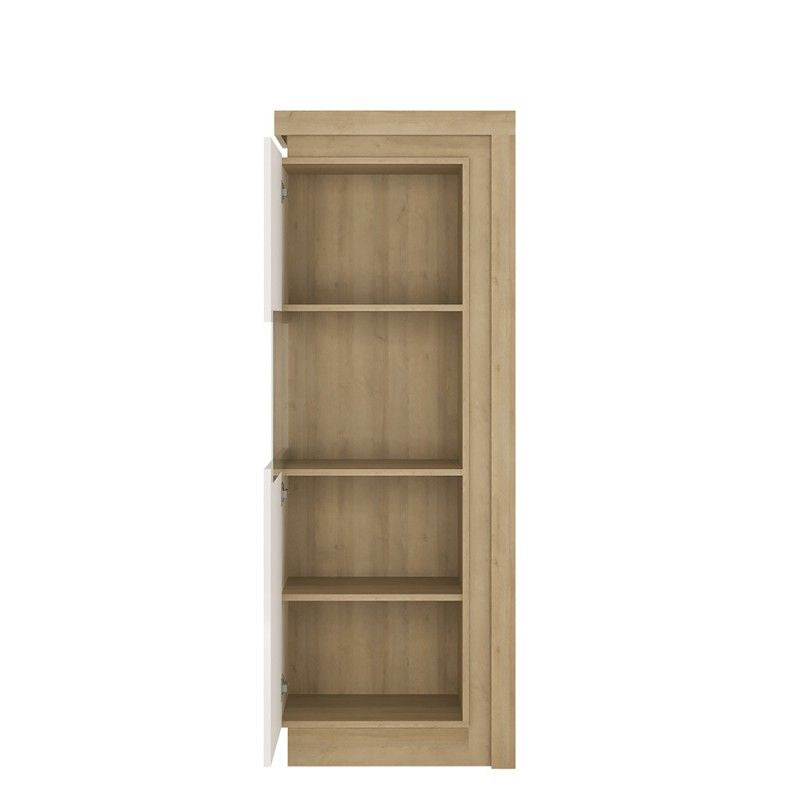 FTG Lyon Narrow display cabinet (LHD) Riviera Oak/White High Gloss