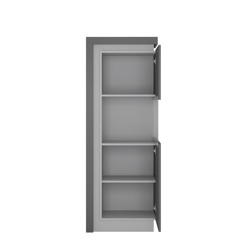 FTG Lyon Narrow display cabinet (RHD) 164.1cm high in Platinum/Light Grey Gloss