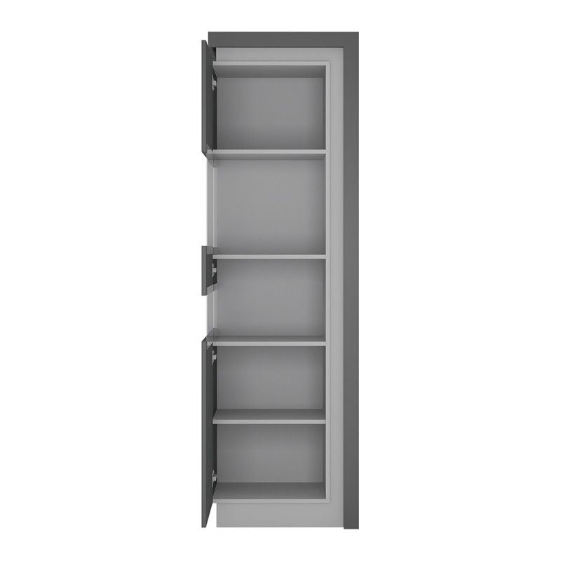 FTG Lyon Tall narrow display cabinet (LHD) in Platinum/Light Grey Gloss