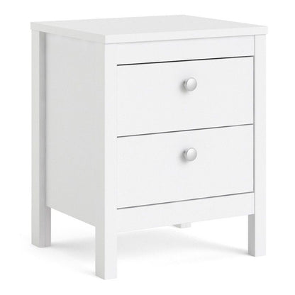 FTG Madrid Bedside Table 2 drawers in White