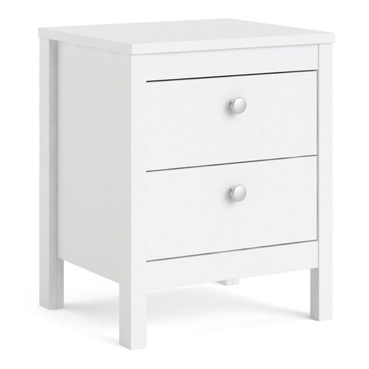 FTG Madrid Bedside Table 2 drawers in White