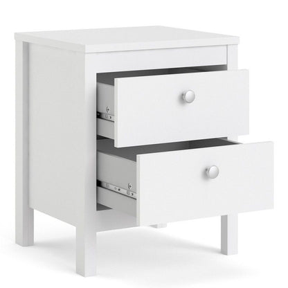 FTG Madrid Bedside Table 2 drawers in White