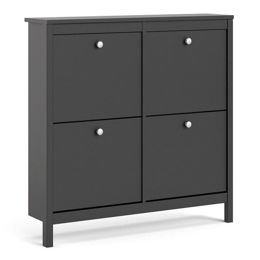 Madrid Shoe Cabinet 4 Compartments in Matt Black