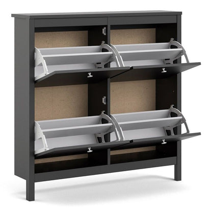 FTG Madrid Shoe cabinet 4 compartments in Matt Black