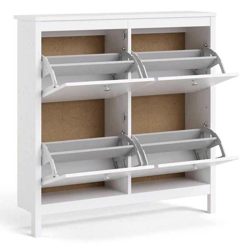 Madrid Shoe Cabinet 4 Compartments in White