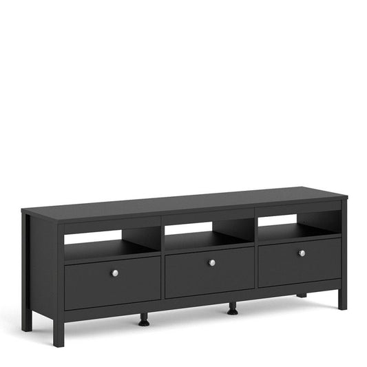 Madrid TV Unit 3 Drawers in Matt Black