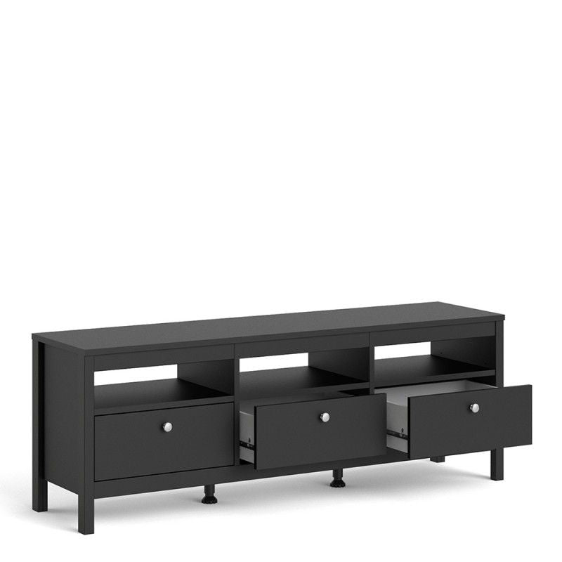 Madrid TV Unit 3 Drawers in Matt Black