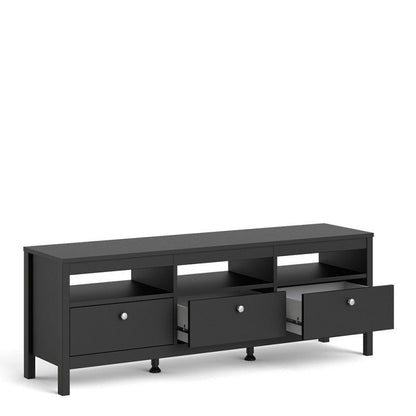 Madrid TV Unit 3 Drawers in Matt Black