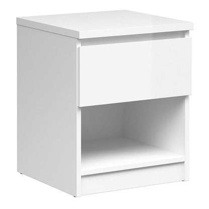 FTG Naia Bedside - 1 Drawer 1 Shelf in White High Gloss