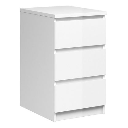 FTG Naia Bedside - 3 Drawers in White High Gloss