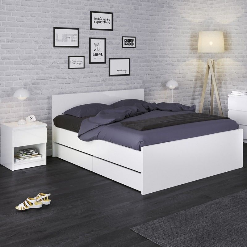 Naia Set of 2 Underbed Drawers for Single or Double beds in White High Gloss